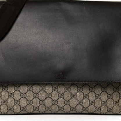Gucci GG Supreme Monogram Selleria Calfskin Large Satchel Messenger Bag Beige Ebony Cocoa Dark Chocolate 10 of 14