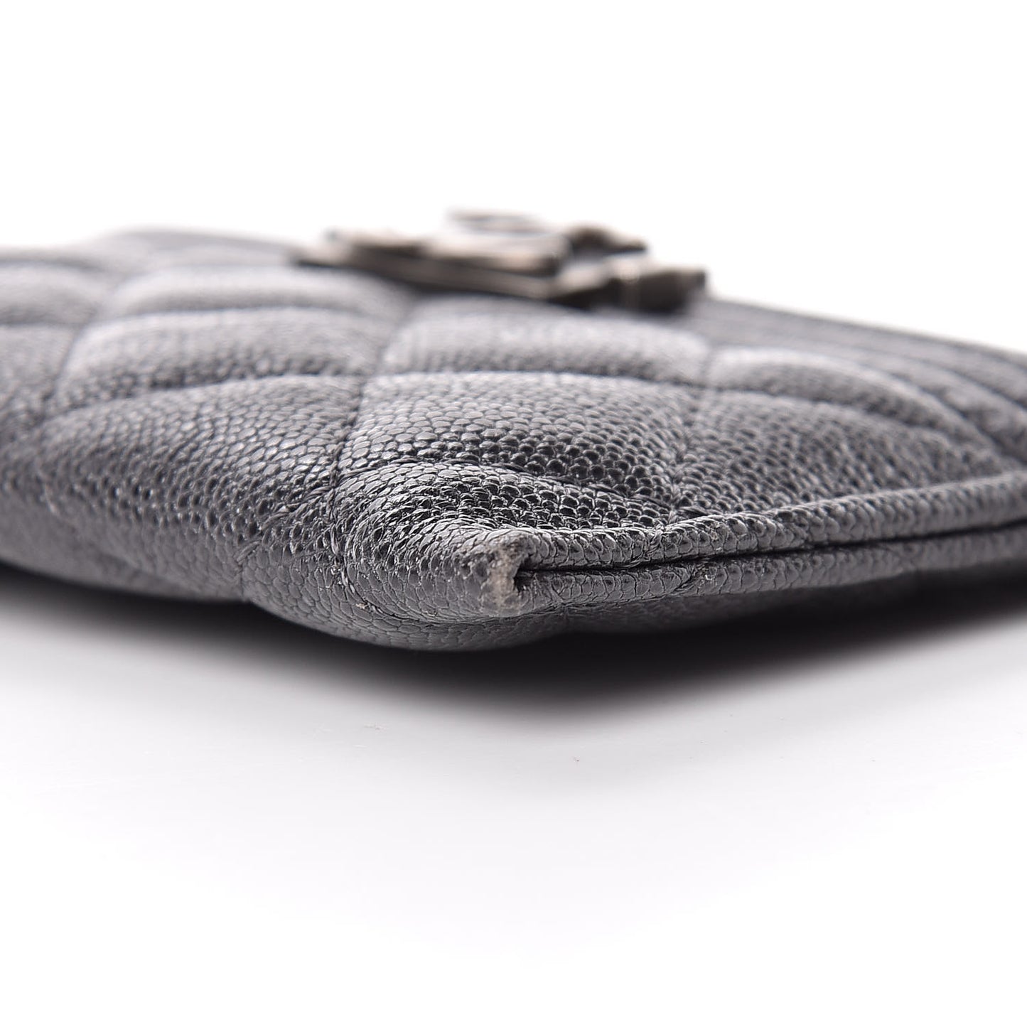Caviar Quilted Boy Card Holder Charcoal
