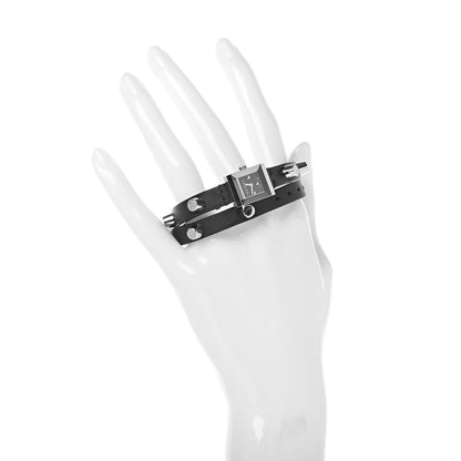 Gucci Stainless Steel Calfskin 14mm G-Frame Square Double Wrap Stud Quartz Watch Black 2 of 8