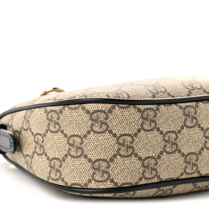 Gucci GG Supreme Monogram Textured Calfskin Small Emblem Shoulder Bag Beige Black 8 of 9