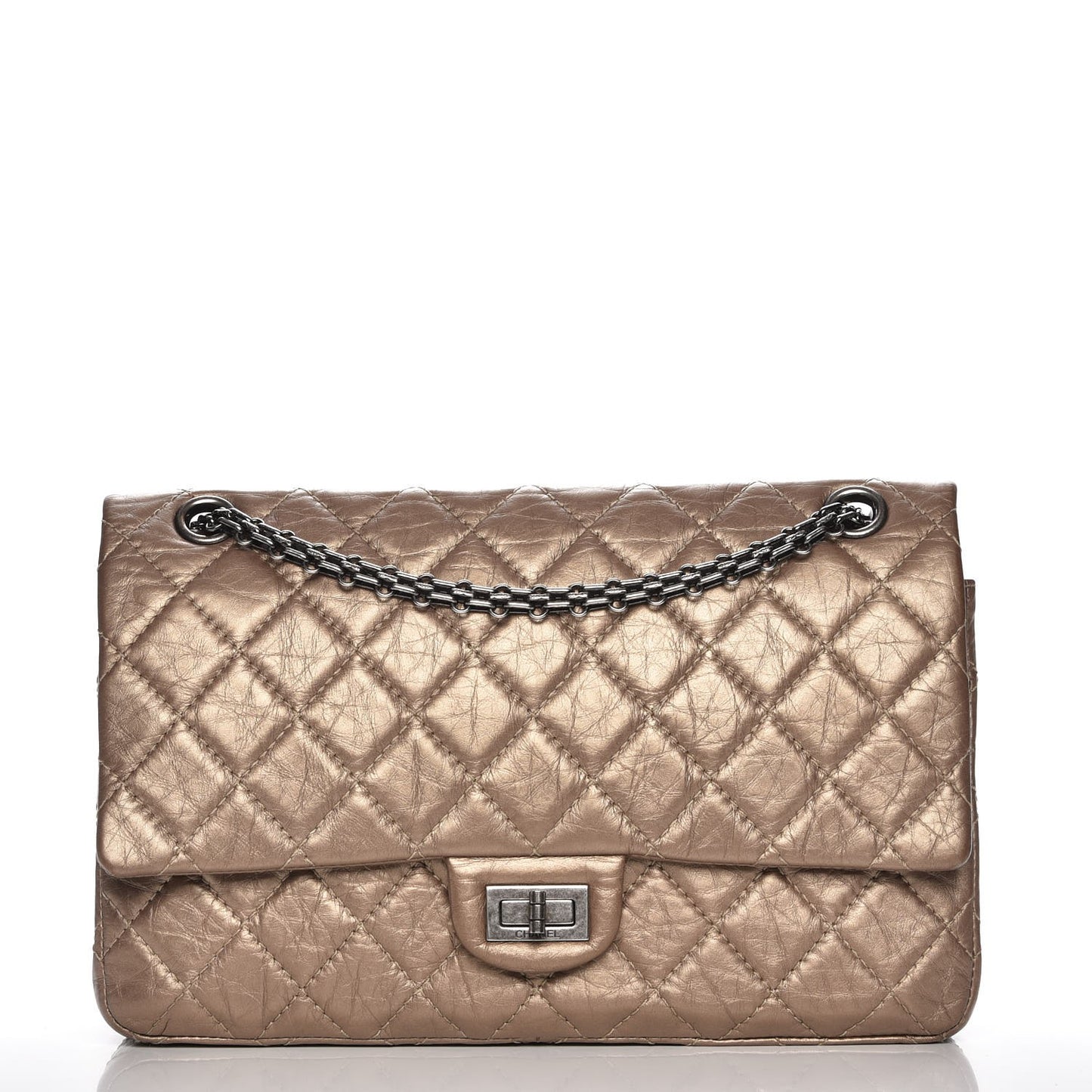 Metallic Aged Calfskin Quilted 2.55 Reissue 226 Flap Dark Gold