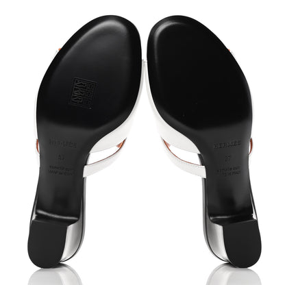 Hermes Goatskin Candy Sandals 37 White 7 of 11