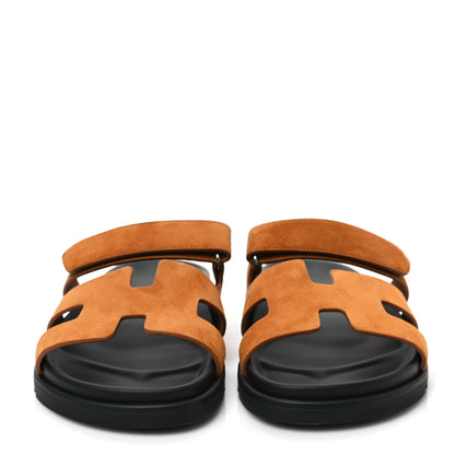 Hermes Suede Goatskin Womens Chypre Sandals 40 Naturel 2 of 9