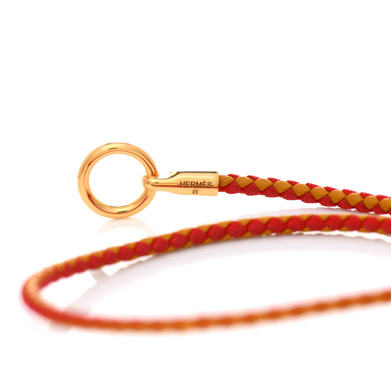 Hermes Swift Silk Braided Glenan Double Tour Bracelet Jaune Ambre Rouge Coquelicot 4 of 5