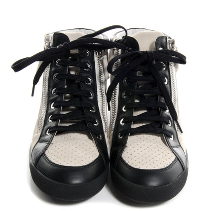 Chanel Calfskin Suede Zipped Sneakers Beige Clair Noir 36 2 of 7