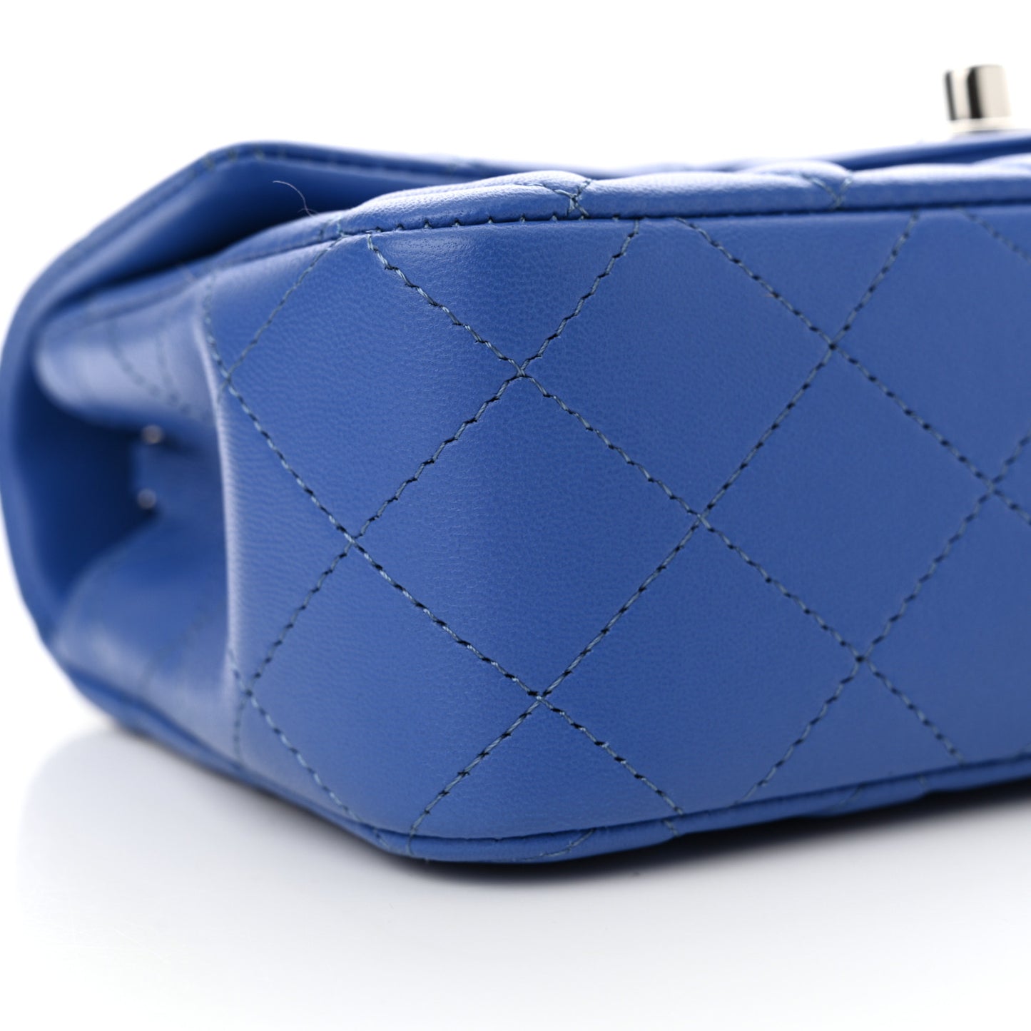 Lambskin Quilted Mini Rectangular Flap Light Blue