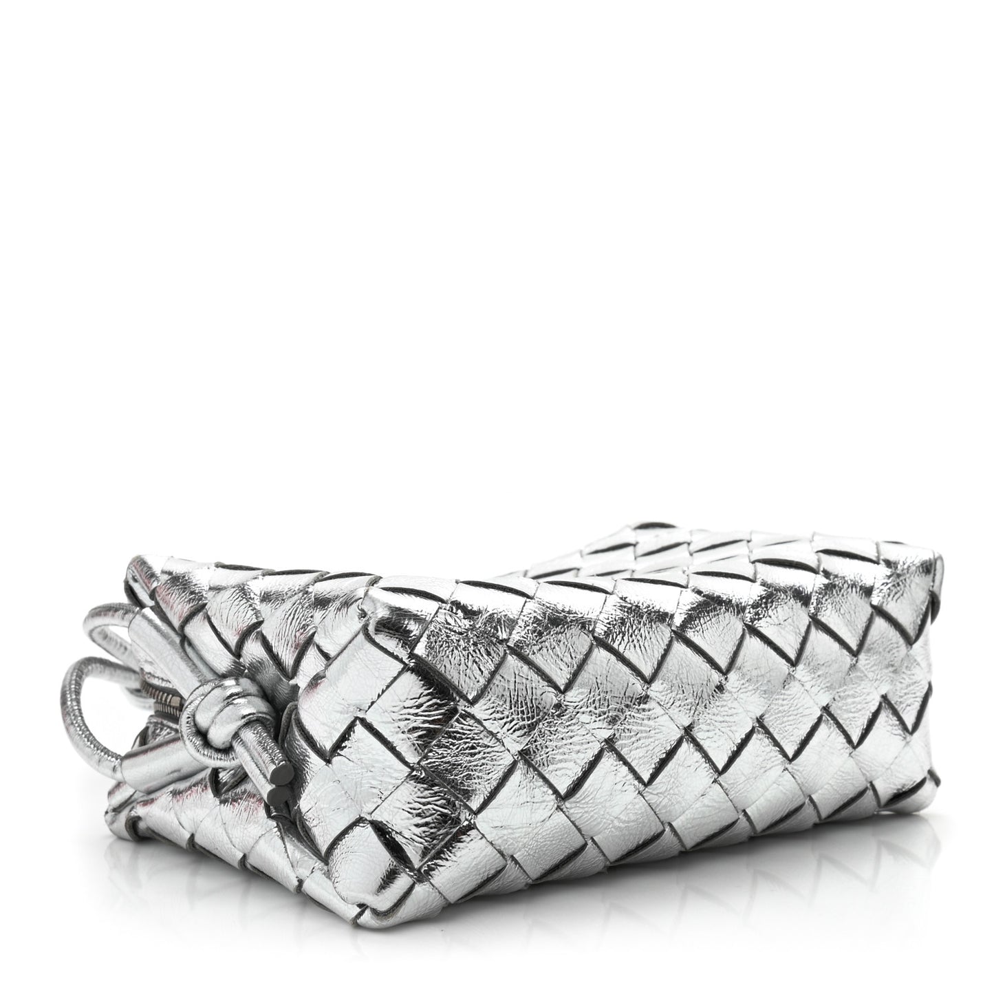 Metallic Nappa Intrecciato Mini Looping Crossbody Silver
