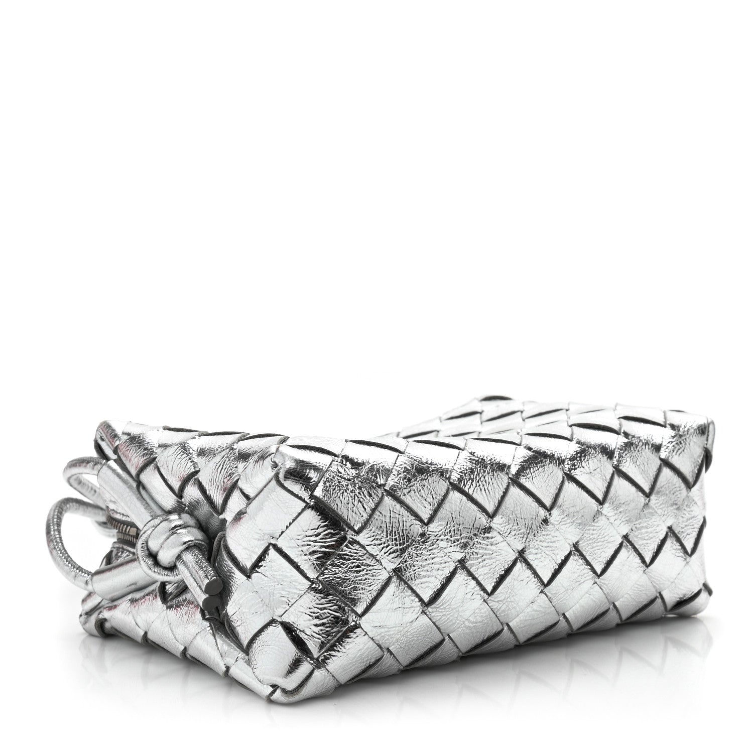 Bottega Veneta Metallic Nappa Intrecciato Mini Looping Crossbody Silver 4 of 10