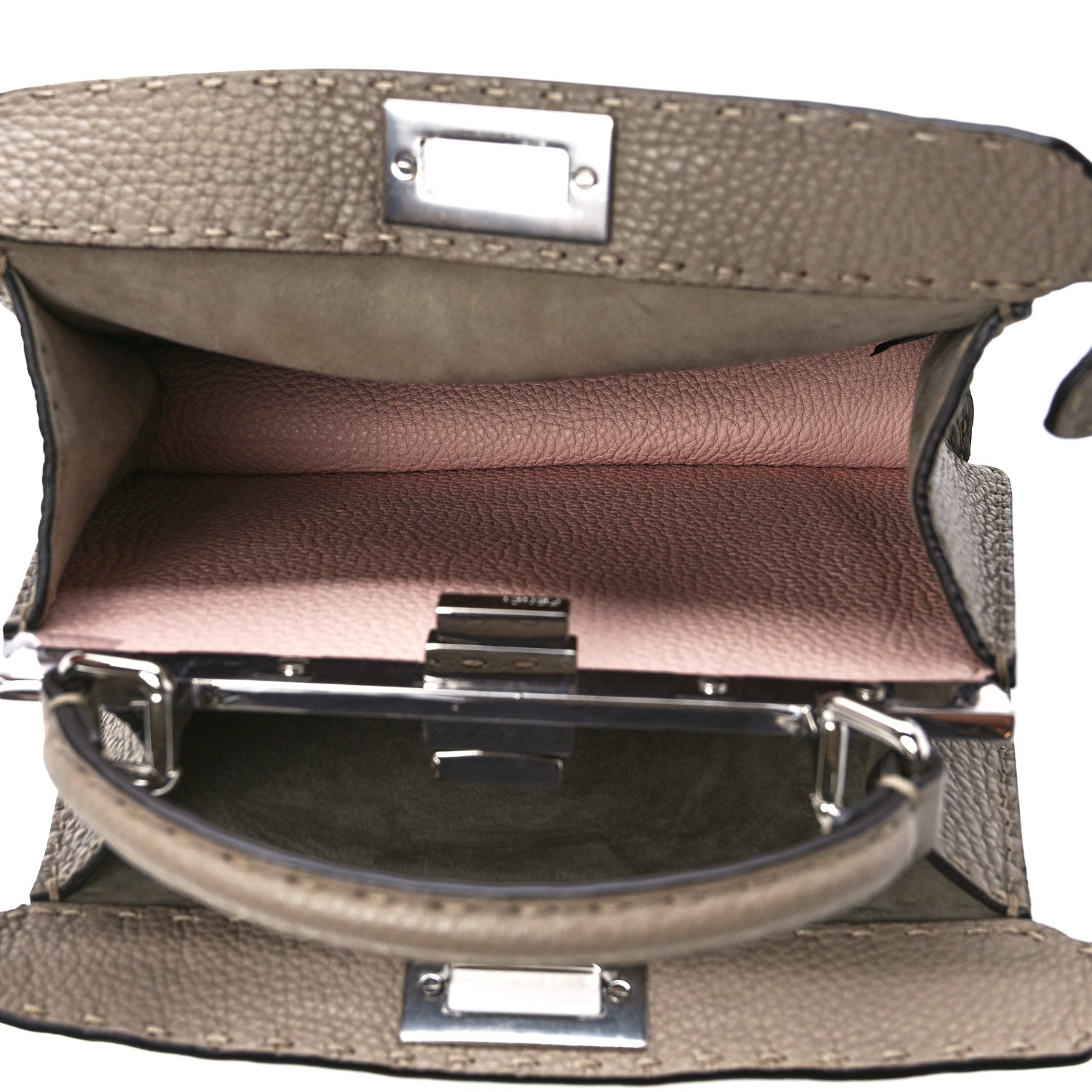 Fendi Cuoio Romano Selleria Chamois Small Peekaboo I SEE U Satchel Corda Camelia Cipria 5 of 11