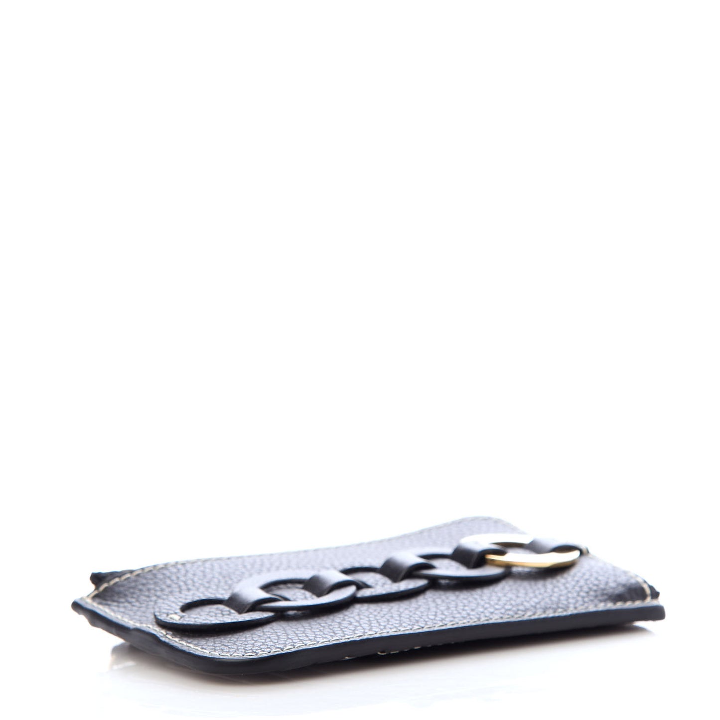 Grained Shiny Calfskin Small Darryl Coin Purse Black