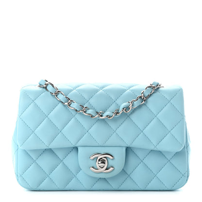 Chanel Lambskin Quilted Mini Rectangular Flap Neon Blue 1 of 9