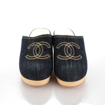 Chanel Denim Wooden CC Clogs 41 Blue 2 of 7