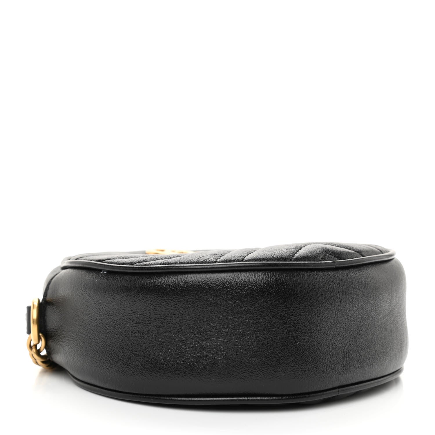 Gucci Azalea Calfskin Matelasse Heart Mini GG Marmont Round Shoulder Bag Black 4 of 8