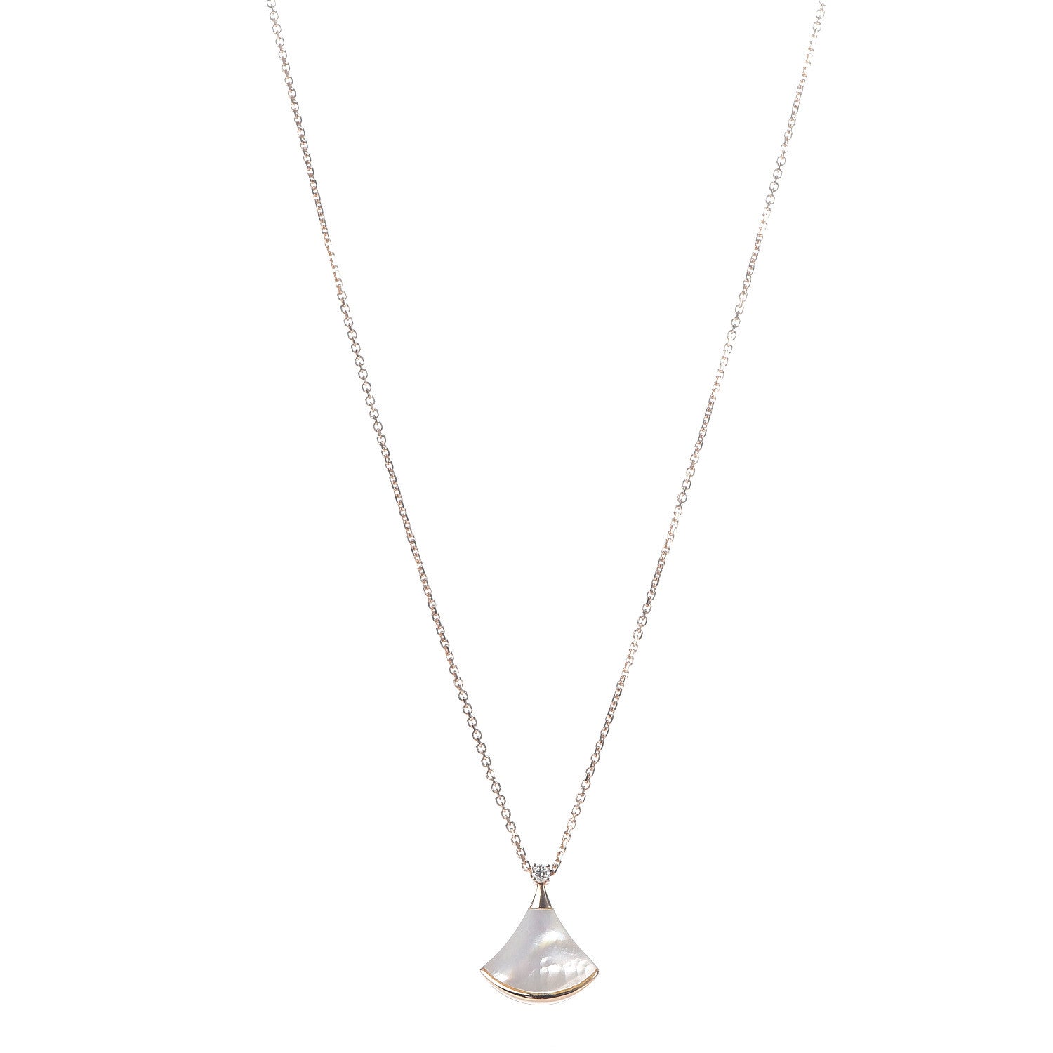 Bulgari 18K Rose Gold Diamond Mother of Pearl Small Divas' Dream Pendant Necklace 1 of 9