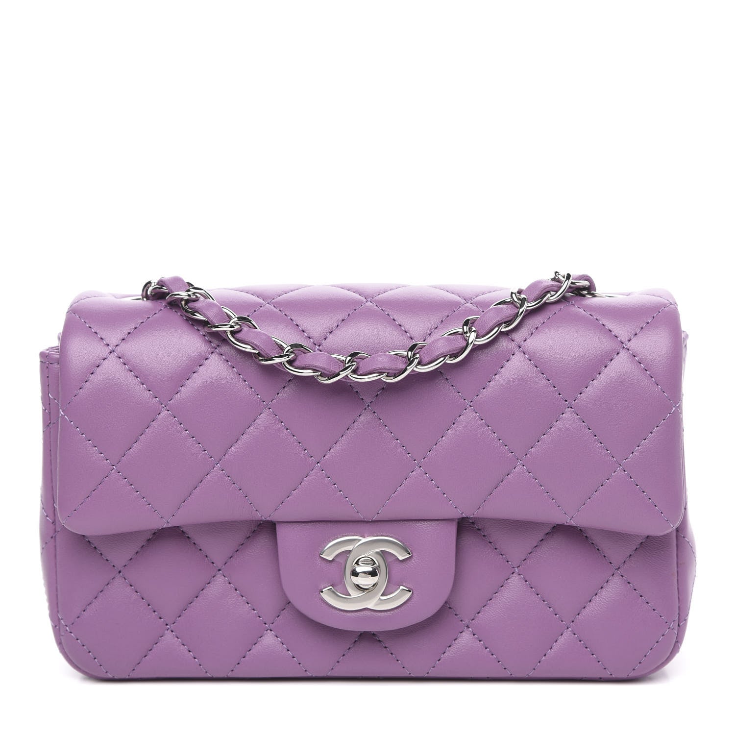 Chanel Lambskin Quilted Mini Rectangular Flap Purple 1 of 11
