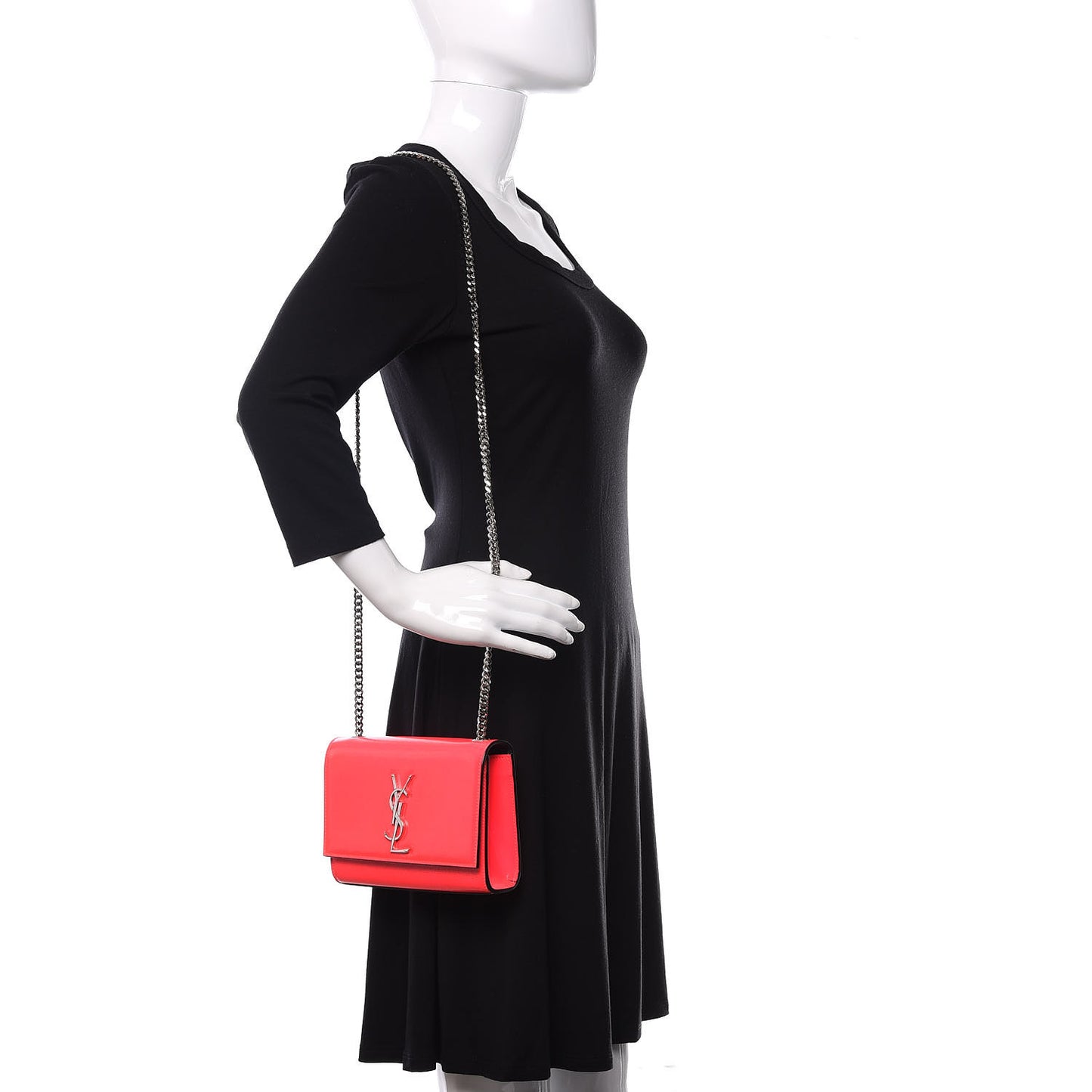Patent Grain de Poudre Small Monogram Kate Satchel Neon Pink