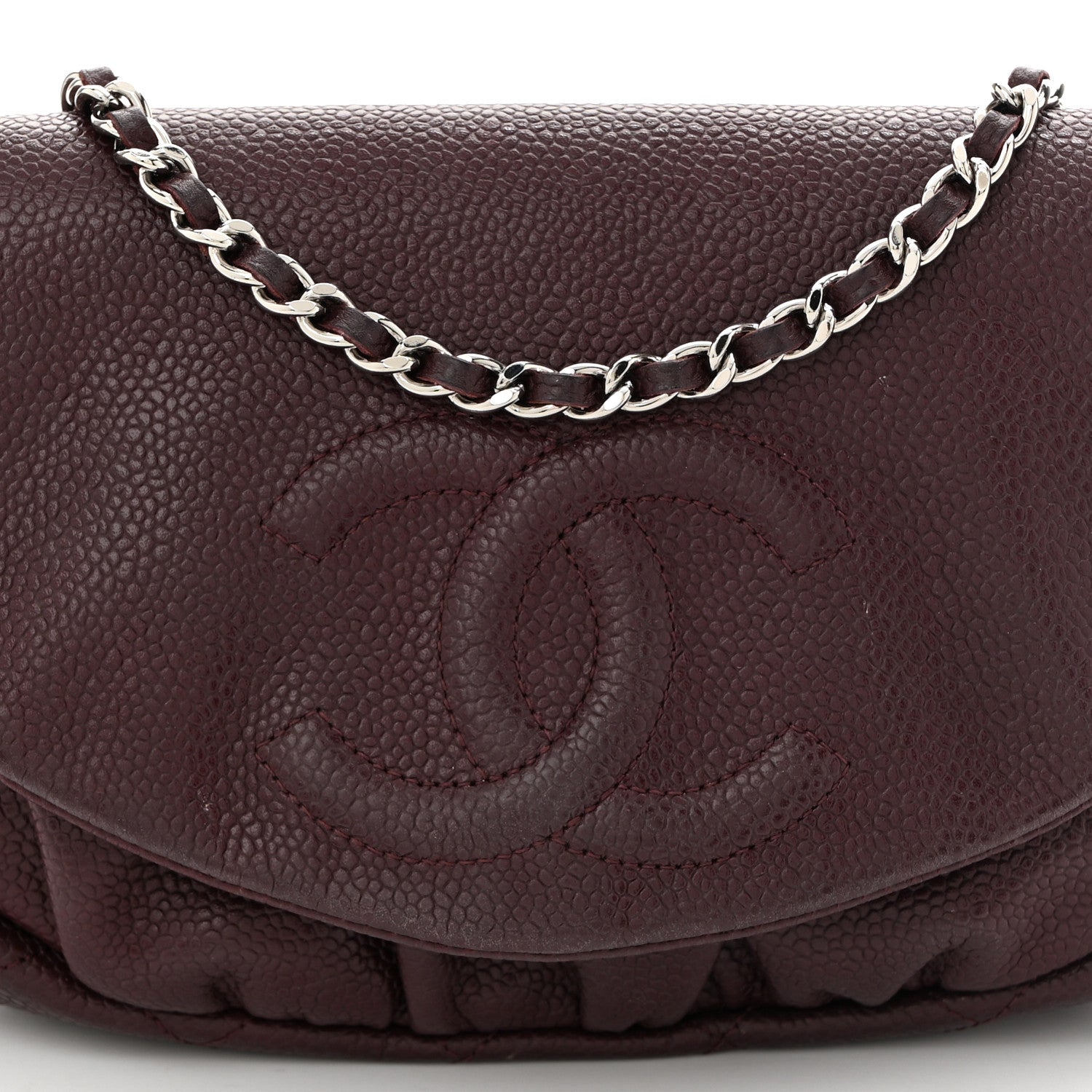 Chanel Caviar Half Moon Wallet On Chain WOC Bordeaux 8 of 11