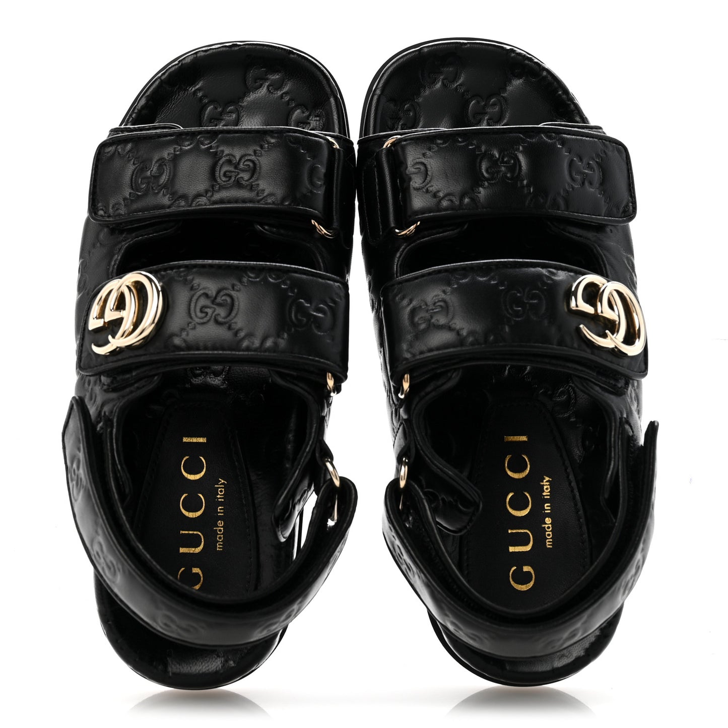 Guccissima GG Embossed Womens Sandals 36 Black