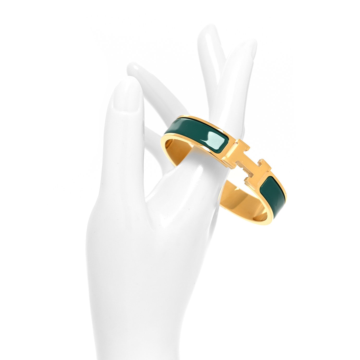 Hermes Enamel Narrow Clic Clac H Bracelet PM Malachite 2 of 5