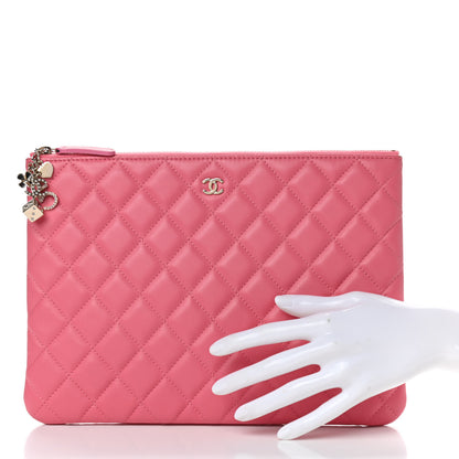 Chanel Lambskin Quilted Medium Casino Beauty CC Cosmetic Case Fuchsia 2 of 9