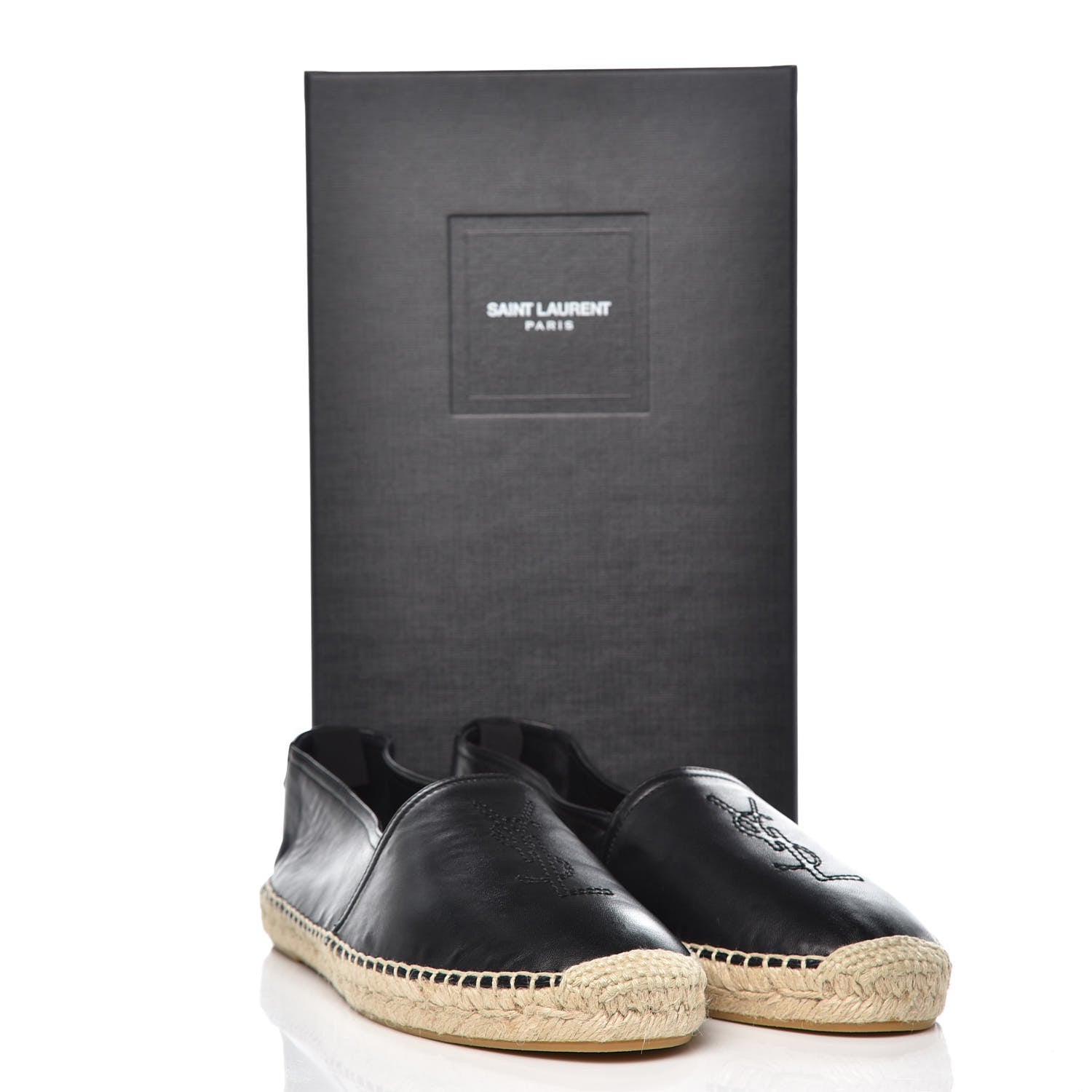 Saint Laurent Calfskin Men's Monogram Espadrilles 43 Black 9 of 9