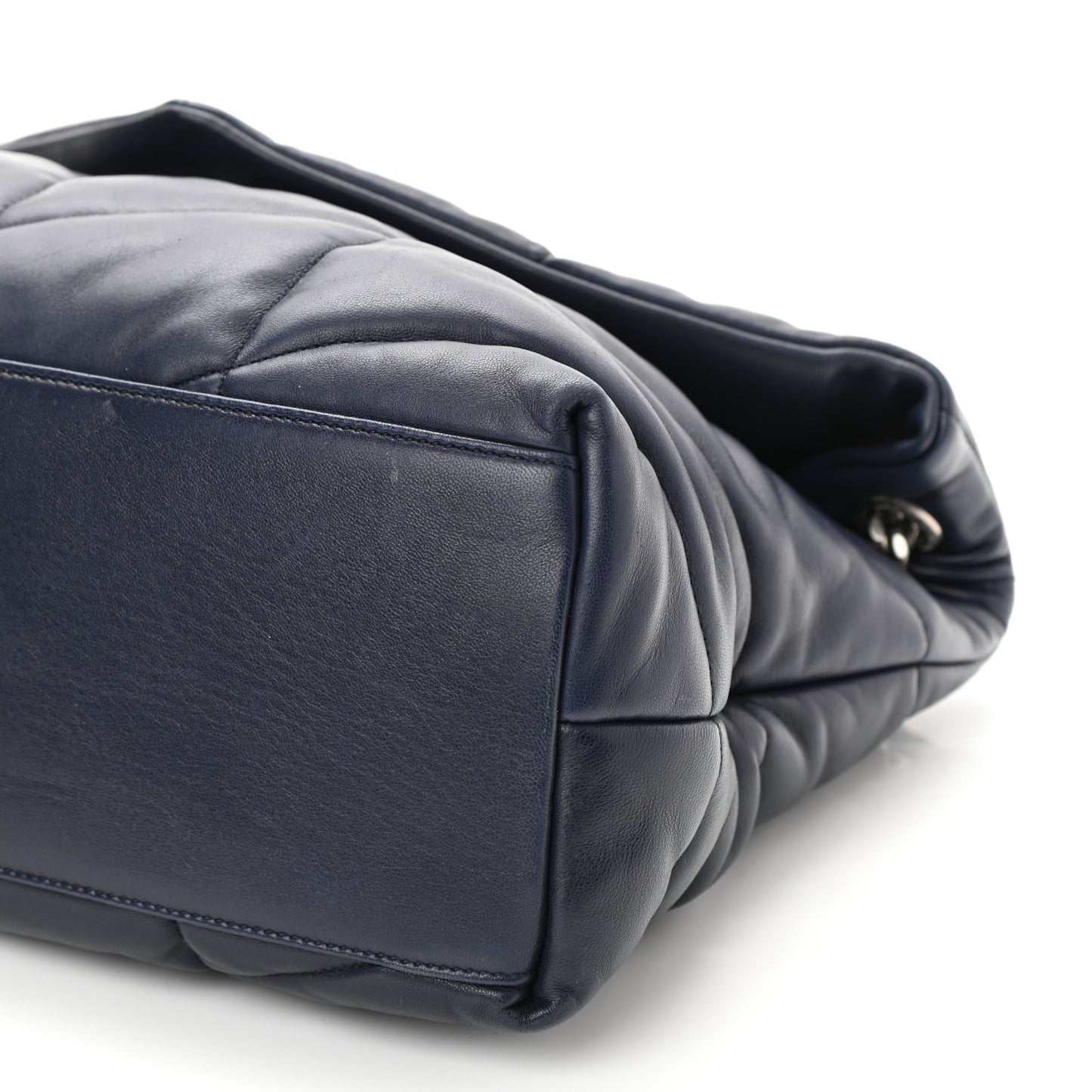 Lambskin Quilted Medium Loulou Puffer Monogram Chain Satchel Navy