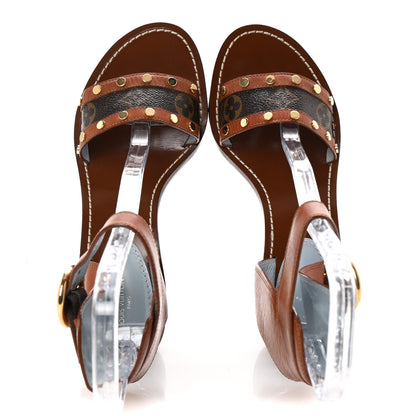 Louis Vuitton Calfskin Monogram Passenger Sandals 38 Cognac 2 of 9