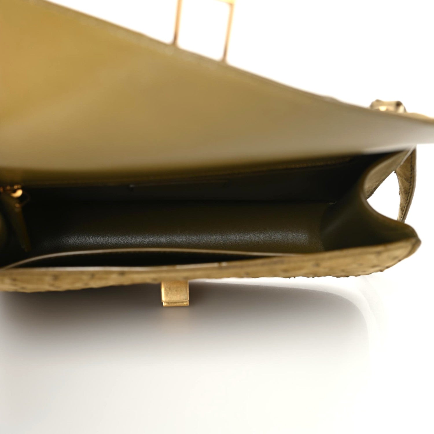 Saint Laurent Ostrich Carre Satchel Green 7 of 8