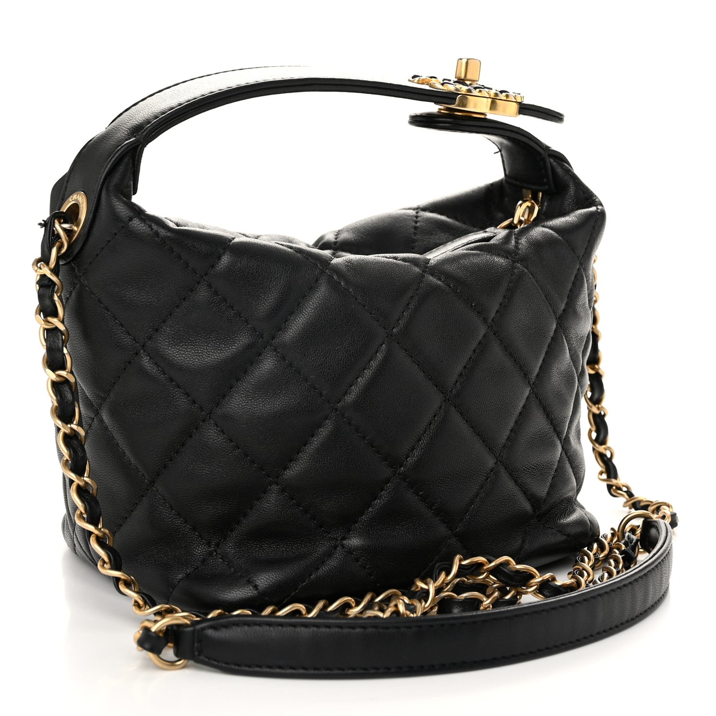 Lambskin Quilted Small Perfect Meeting Hobo Black