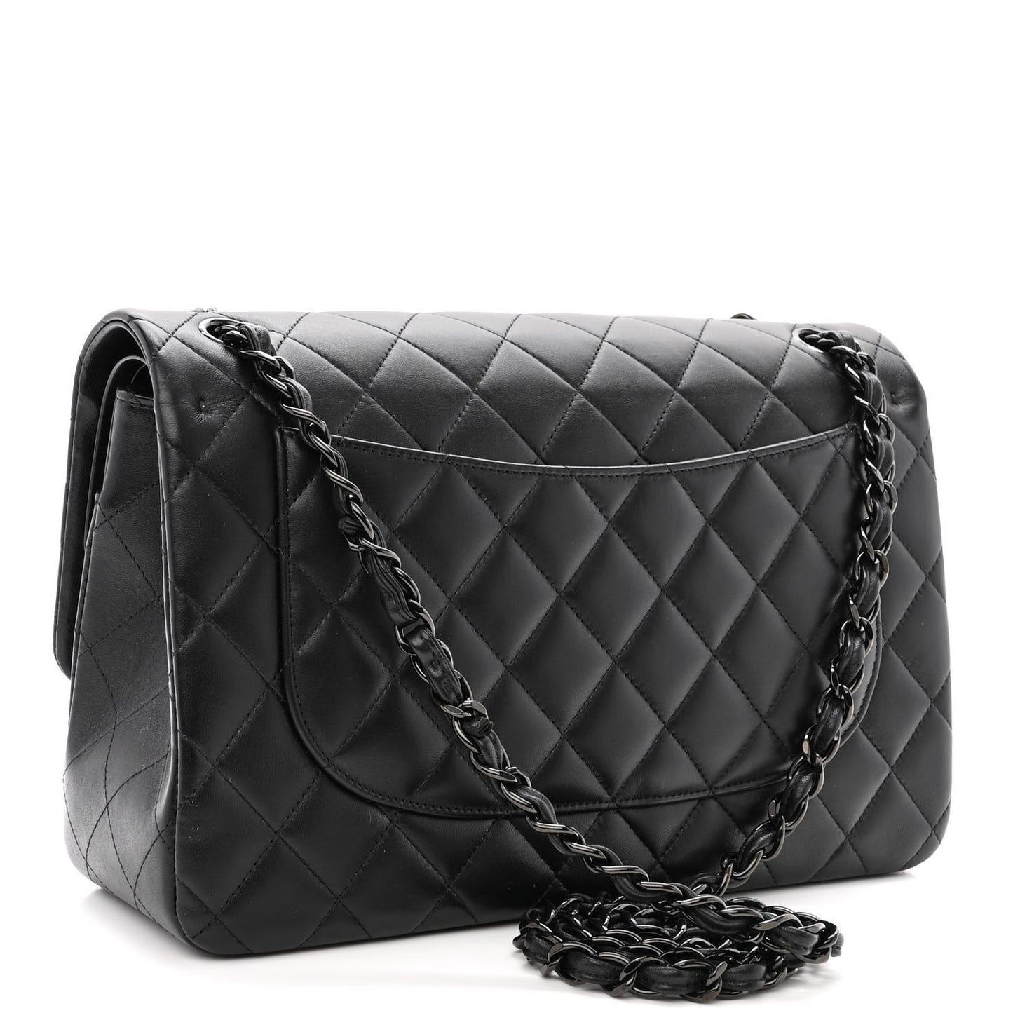 Lambskin Quilted Jumbo Double Flap So Black
