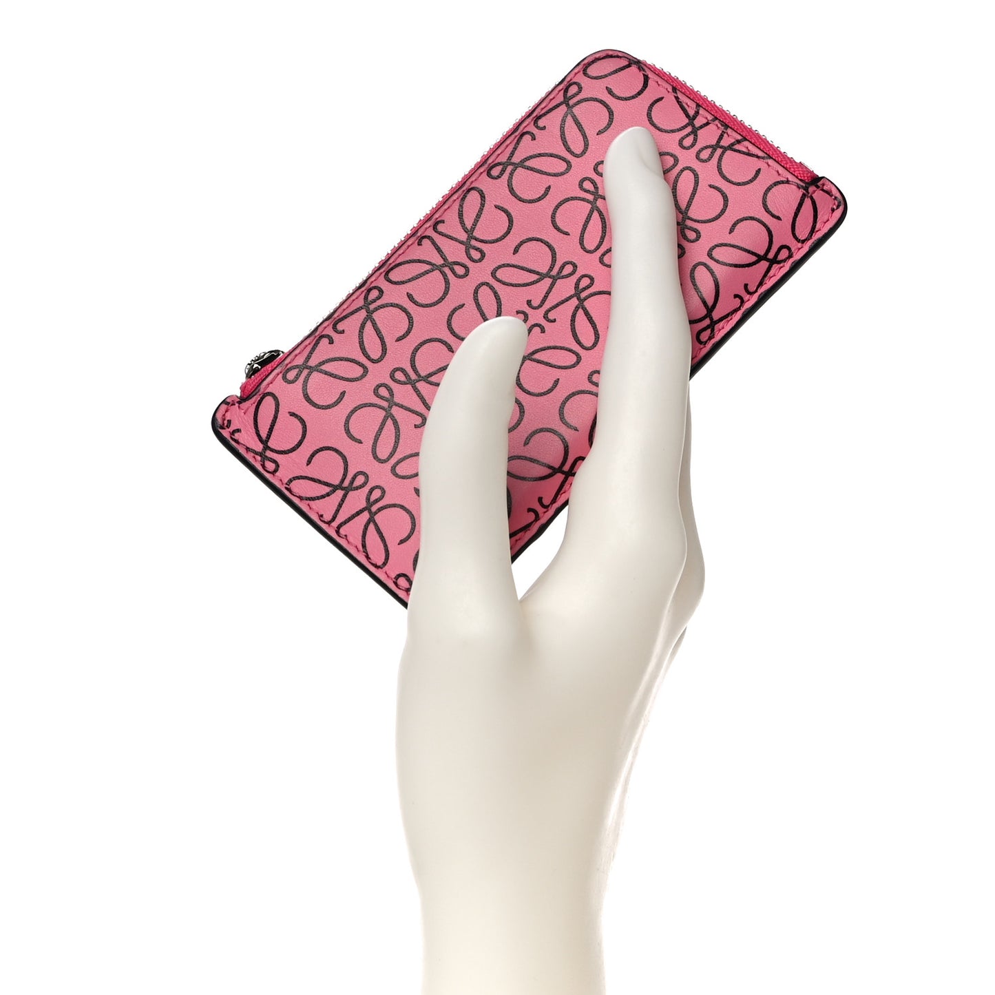 Engraved Calfskin Anagram Coin Card Holder Wild Rose