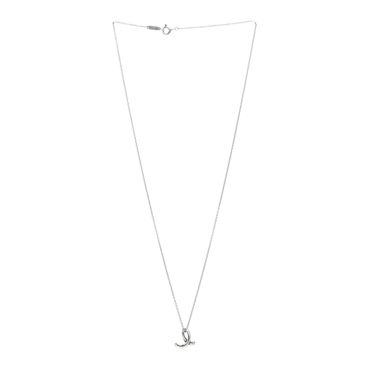 Tiffany Sterling Silver Elsa Peretti Letter E Pendant Necklace 3 of 4