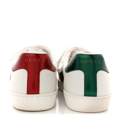 Gucci Calfskin Crocodile Web Mens Ace Sneakers 8 White Green 6 of 13
