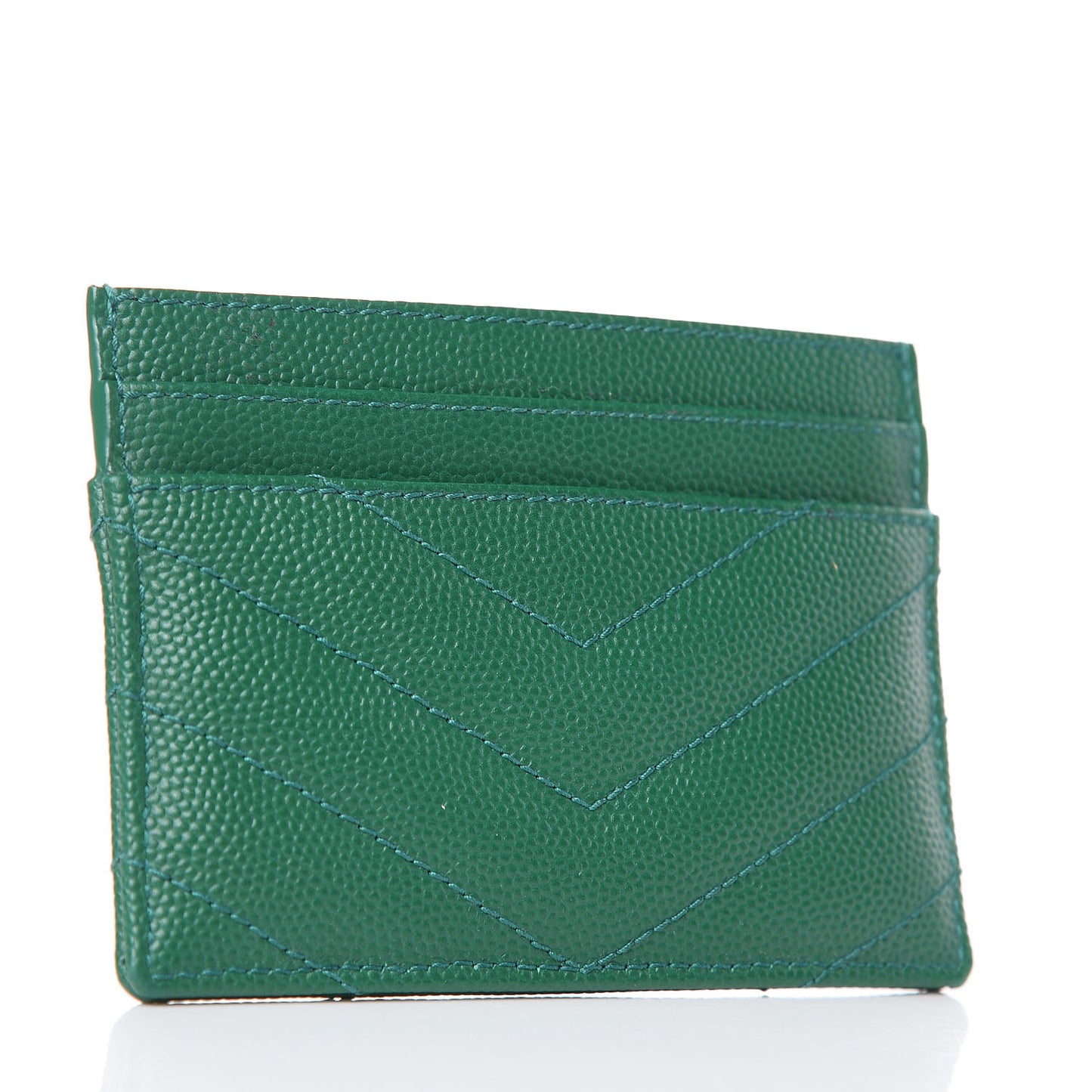 Grain De Poudre Matelasse Chevron Monogram Credit Card Case Brilliant Grass