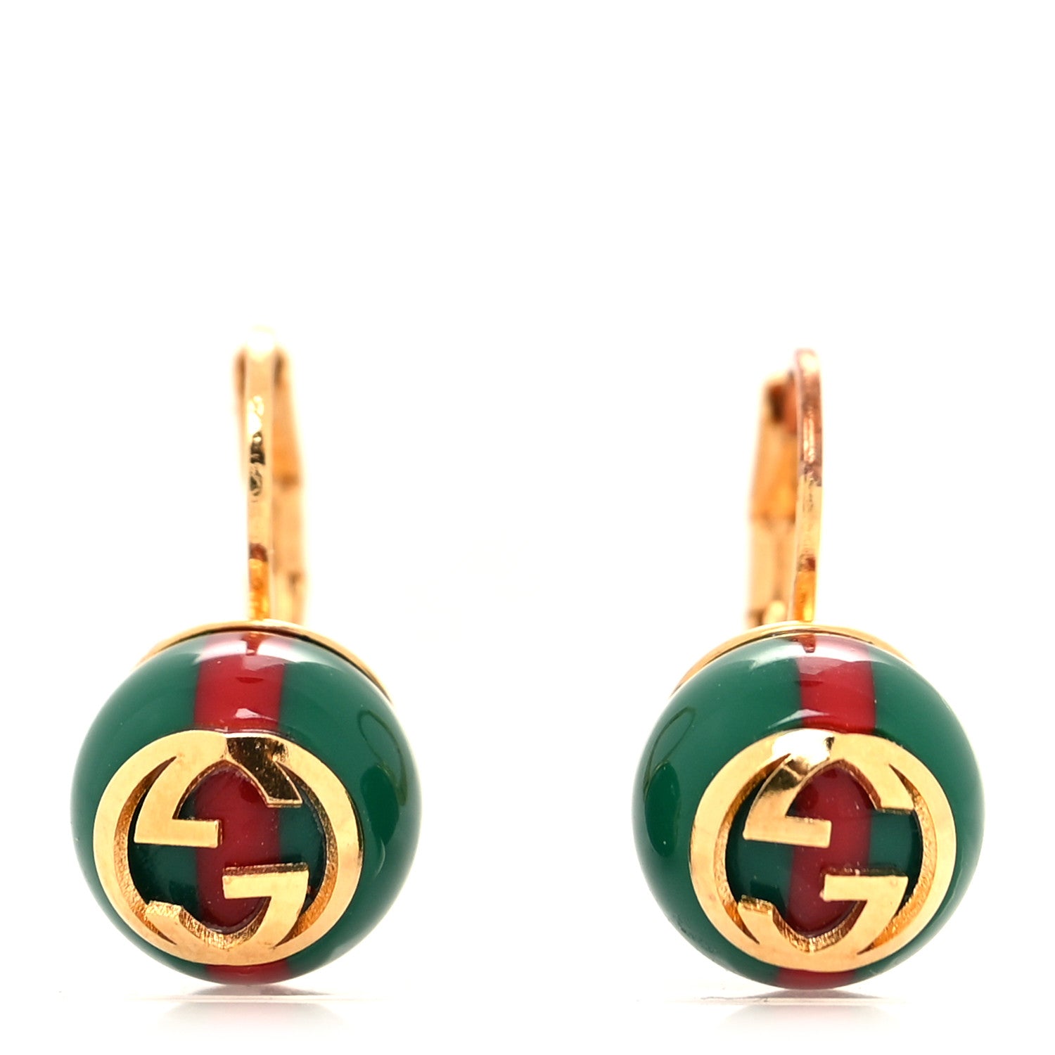 Gucci Resin Web Earrings Red Green Gold 1 of 4