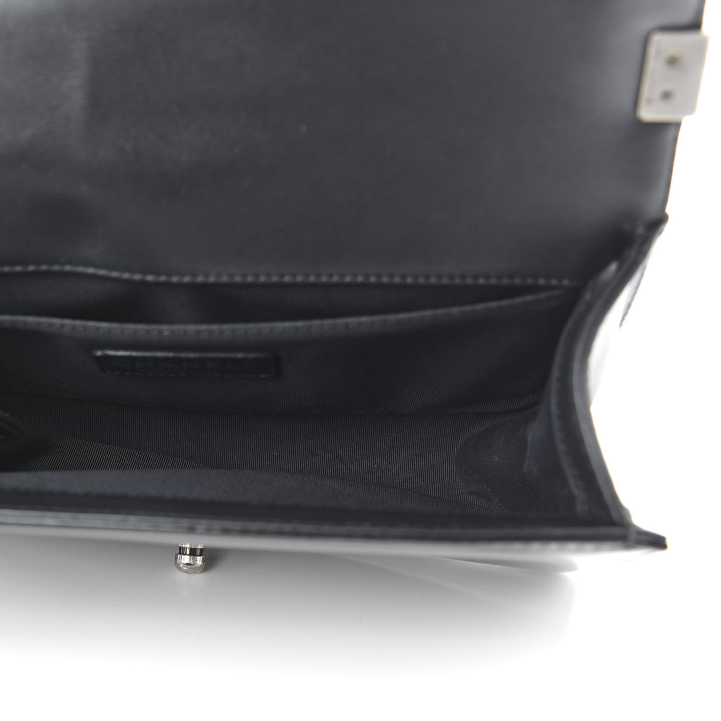 Patent Calfskin Quilted Medium Boy Flap Black