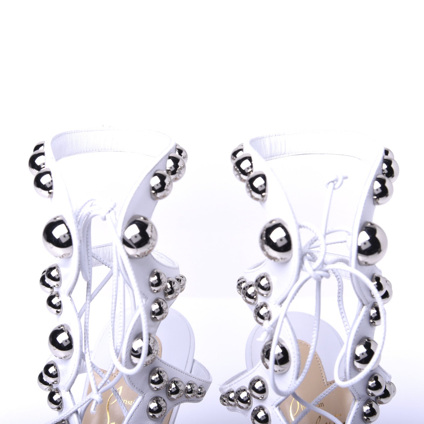 Kid Amazoubille 120 Studded Gladiator Sandals 37.5 Latte Silver