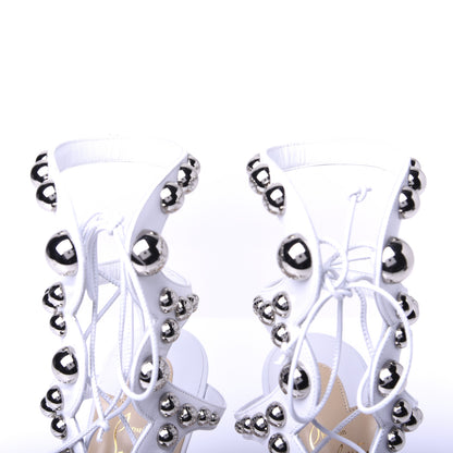Christian Louboutin Kid Amazoubille 120 Studded Gladiator Sandals 37.5 Latte Silver 11 of 18