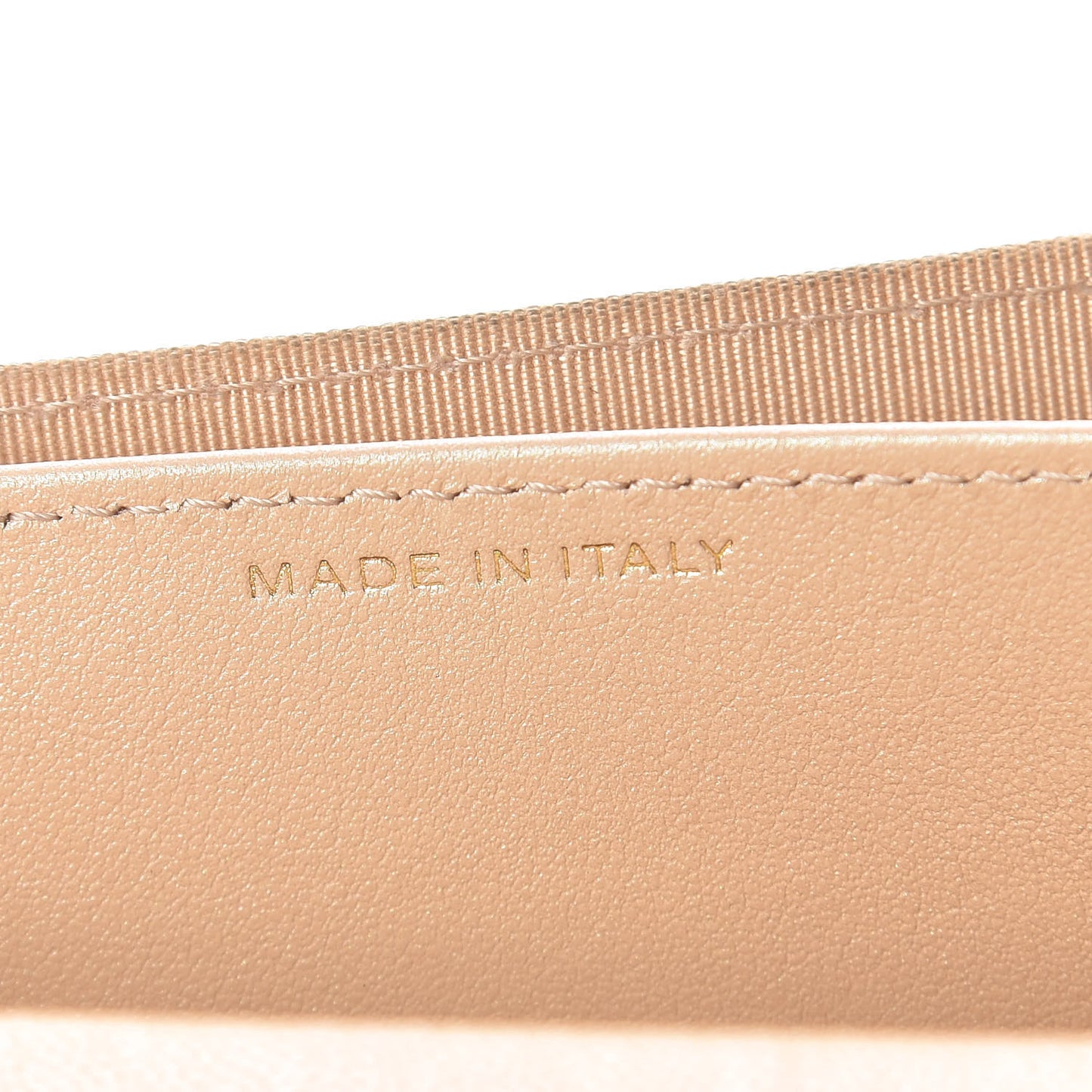 Iridescent Caviar Quilted Flap Card Holder Wallet Beige