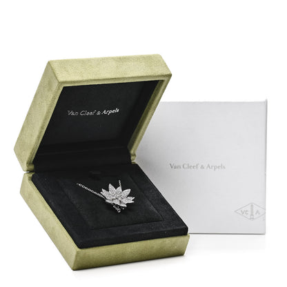 Van Cleef & Arpels 18K White Gold Diamond Medium Lotus Pendant Necklace 8 of 8