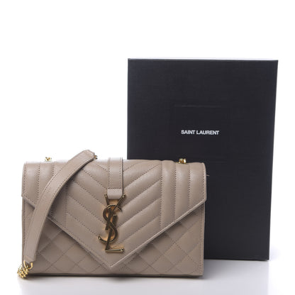 Saint Laurent Grain De Poudre Textured Mixed Matelasse Triquilt Small Monogram Satchel Dark Beige 11 of 11