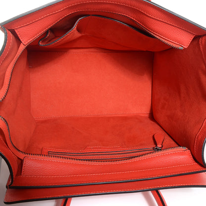 Celine Drummed Calfskin Mini Luggage Vermillion 5 of 8