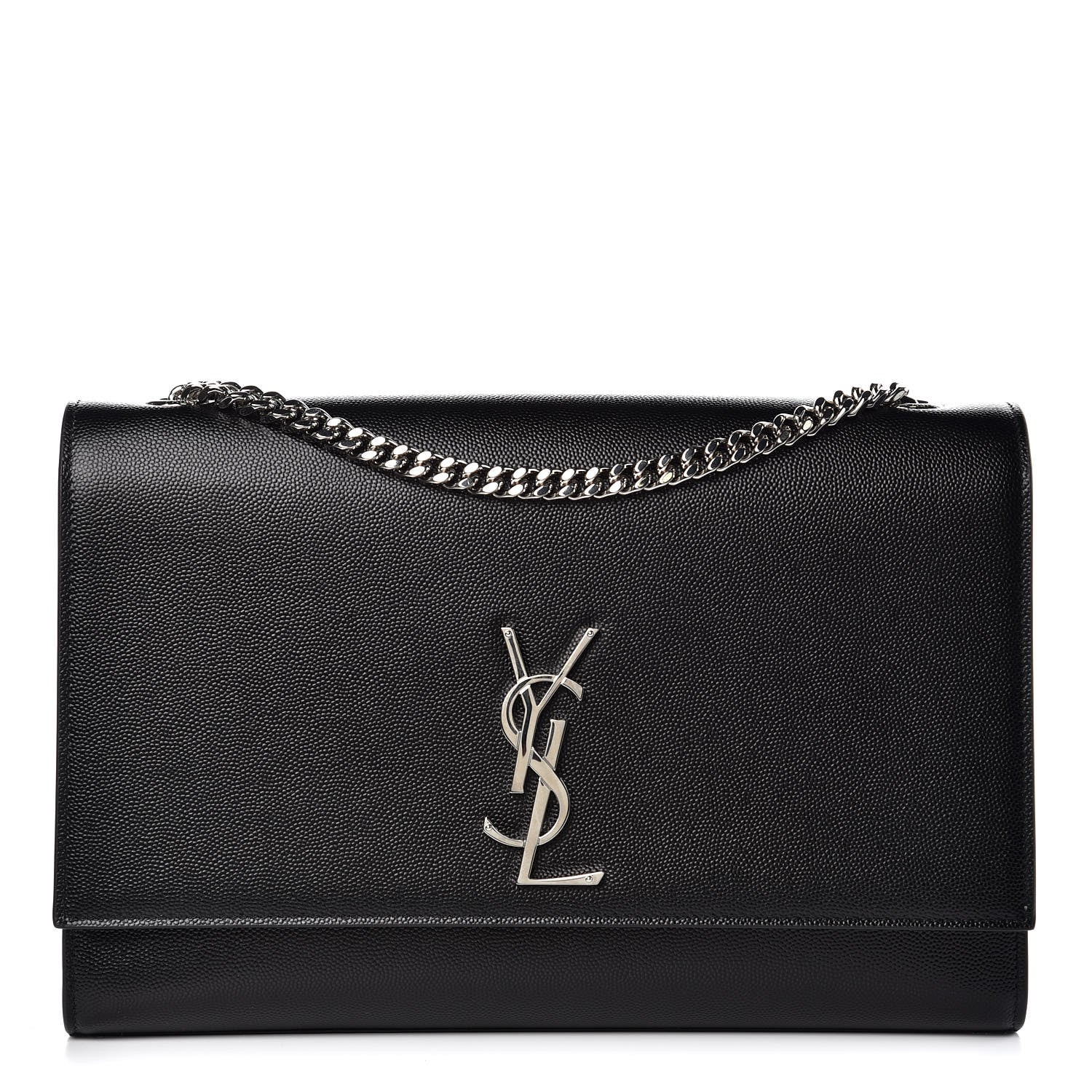 Saint Laurent Grain De Poudre Large Classic Monogram Kate Satchel Black 1 of 9