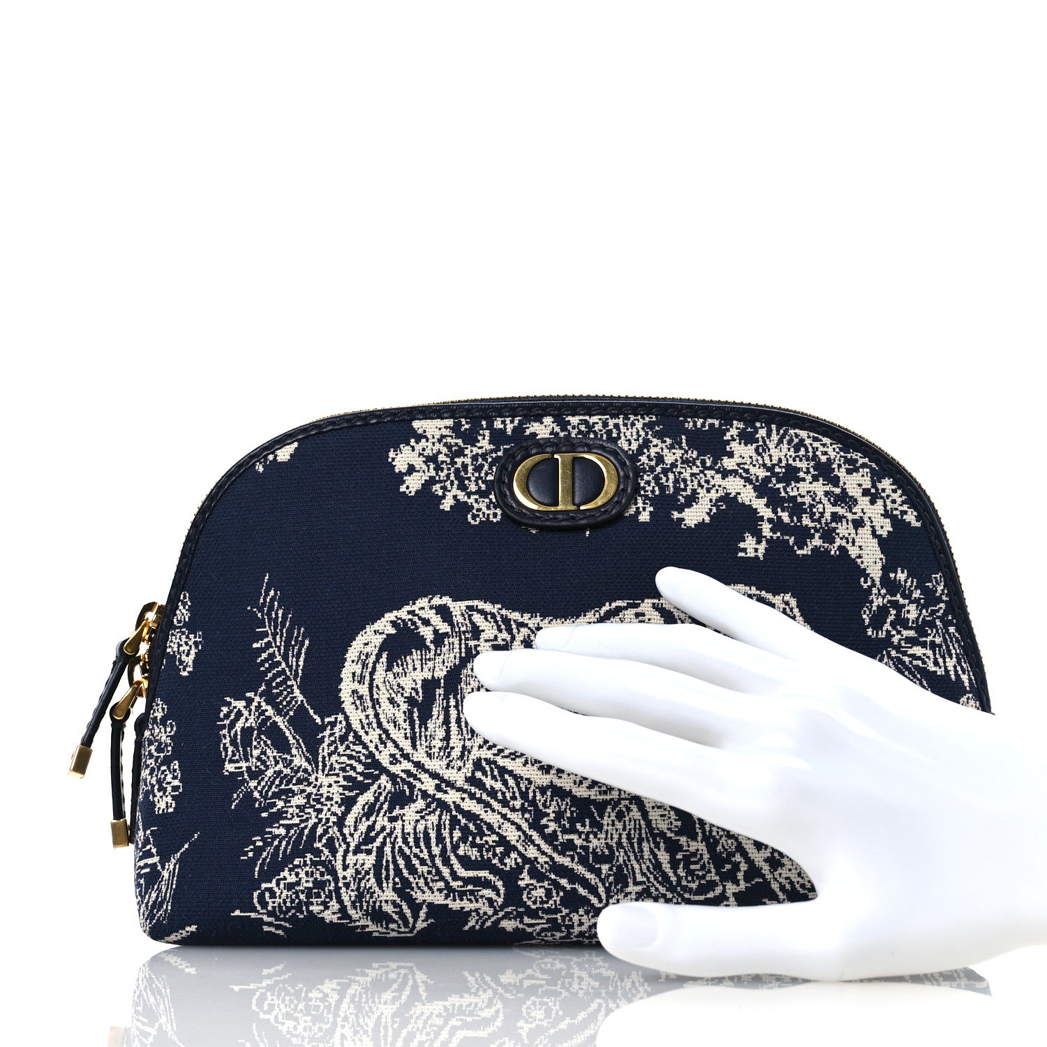 Christian Dior Embroidered Toile De Jouy 30 Montaigne Cosmetic Pouch Blue 2 of 9