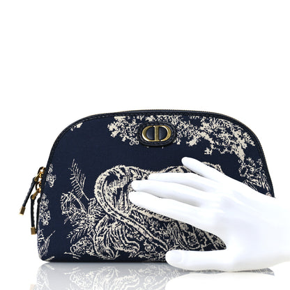 Christian Dior Embroidered Toile De Jouy 30 Montaigne Cosmetic Pouch Blue 2 of 9