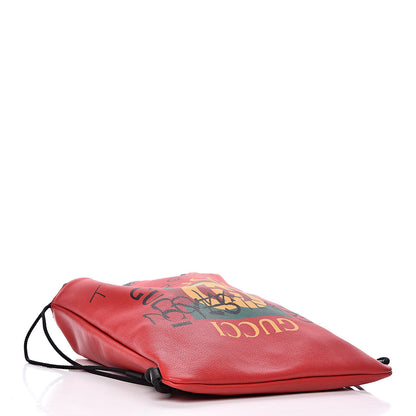 Gucci Calfskin Coco Capitan Logo Drawstring Backpack Hibiscus Red 4 of 9
