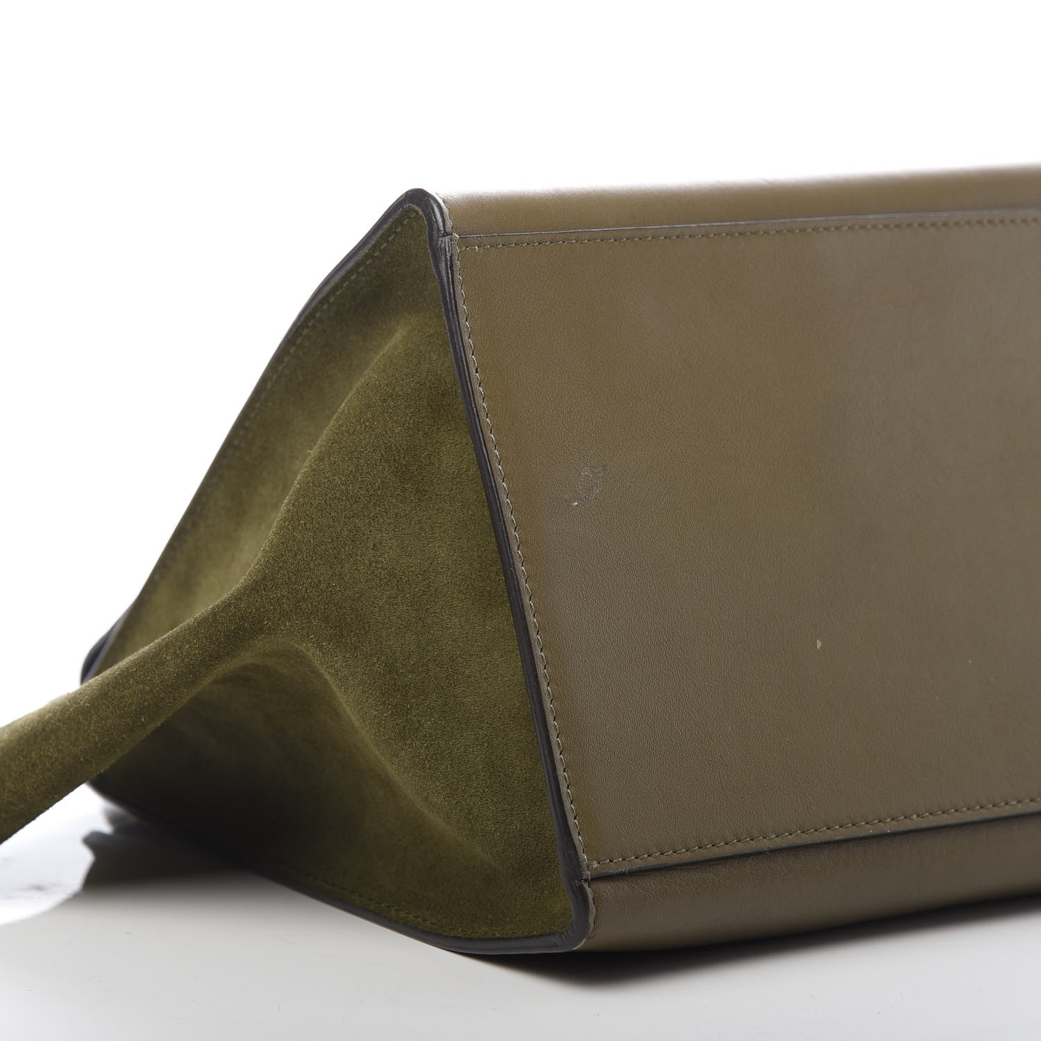 Celine Nubuck Crocodile Embossed Medium Trapeze Olive 8 of 13