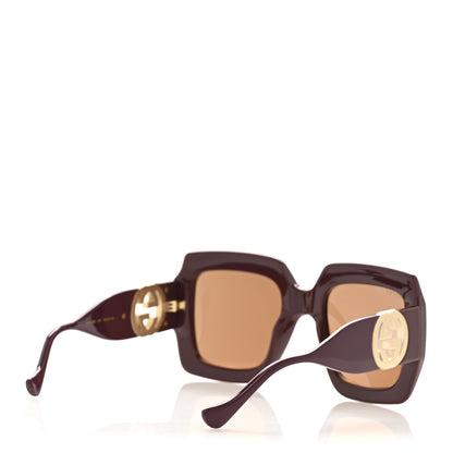 Gucci Acetate Rectangular Frame Chain Sunglasses GG1022S Burgundy 4 of 9