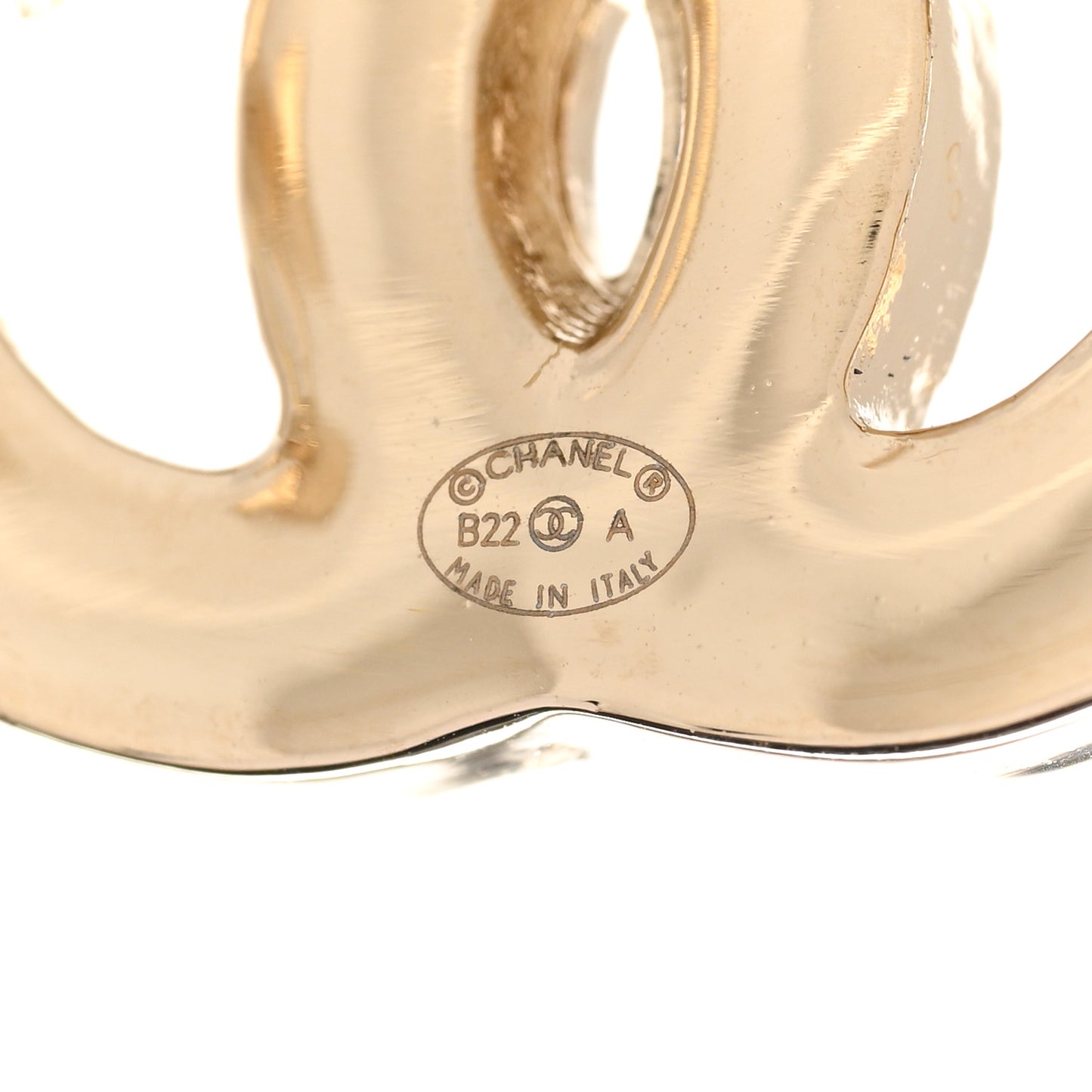 Metal Enamel CC Earrings Black Gold
