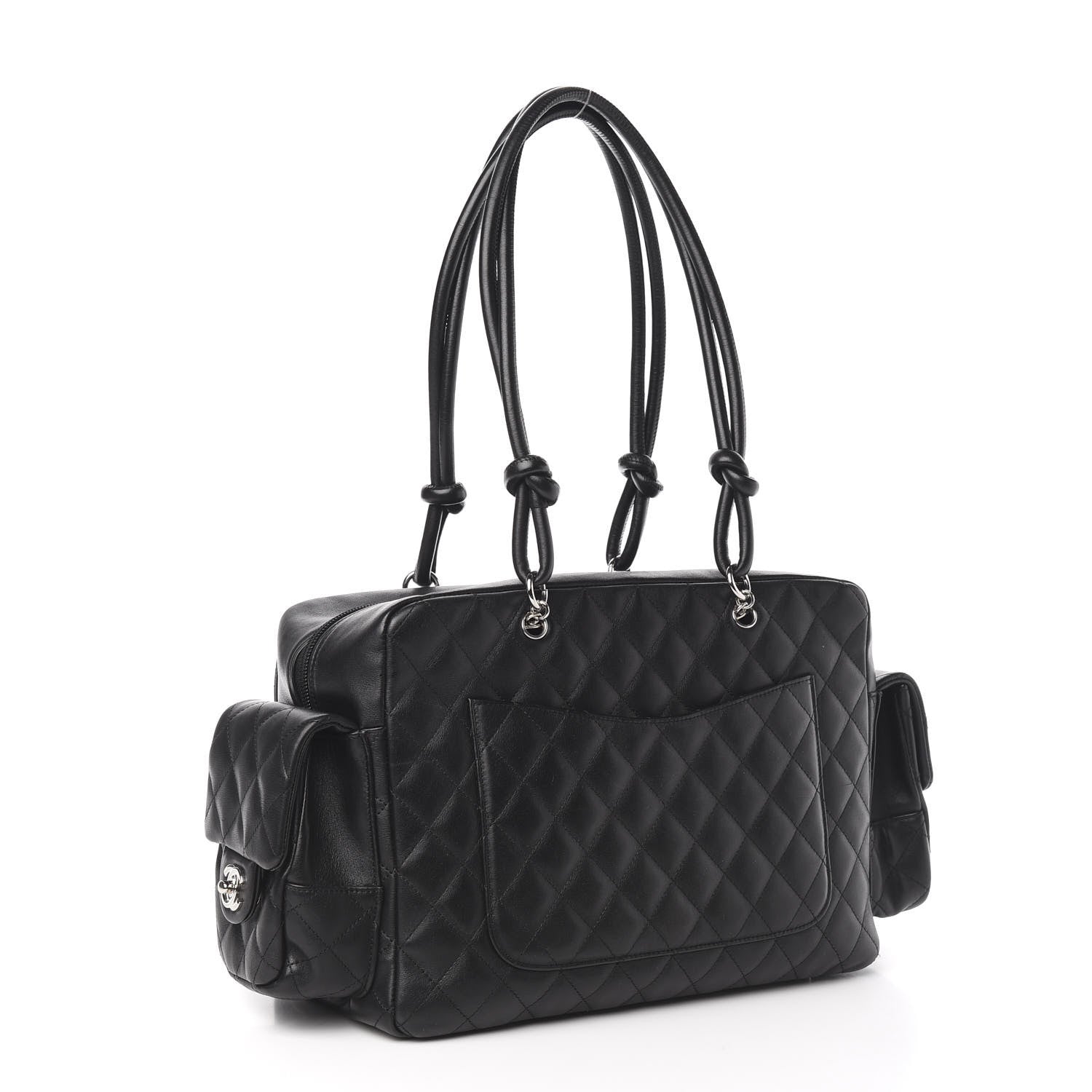 Chanel Calfskin Quilted Large Cambon Multipocket Reporter Black White 3 of 10